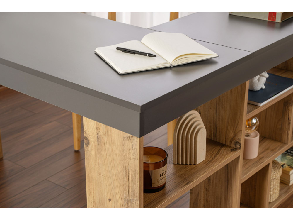 Scrivania in legno "Vesper" - 130 x 120 x 72 cm - AntracitePino Atlantico