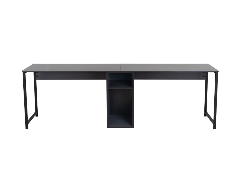 Scrivania doppia in legno - 240 x 60 x 74 cm - Antracite/Nero