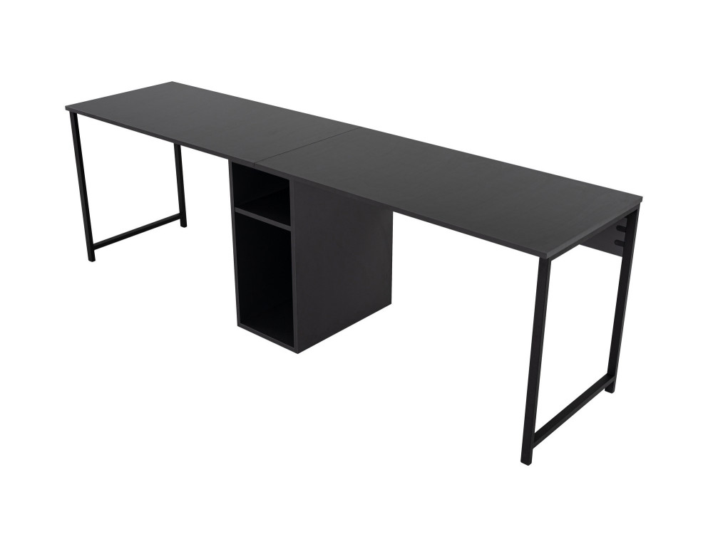 Scrivania doppia in legno - 240 x 60 x 74 cm - Antracite/Nero