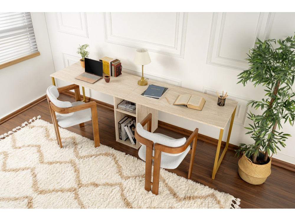 Scrivania in legno "Twin Study Desk" - 240 x 60 x 74 cm - TravertinOr