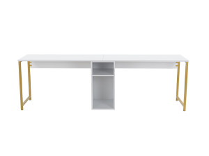 Scrivania in legno "Twin Study Desk" - 240 x 60 x 74 cm - Bianco oro