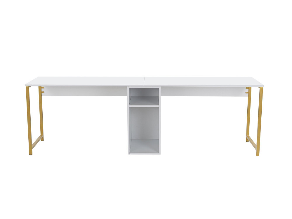 Scrivania in legno "Twin Study Desk" - 240 x 60 x 74 cm - Bianco oro