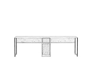 Scrivania in legno "Ikili Calisma" - 240 x 60 x 74 cm - Pino Atlantico nero