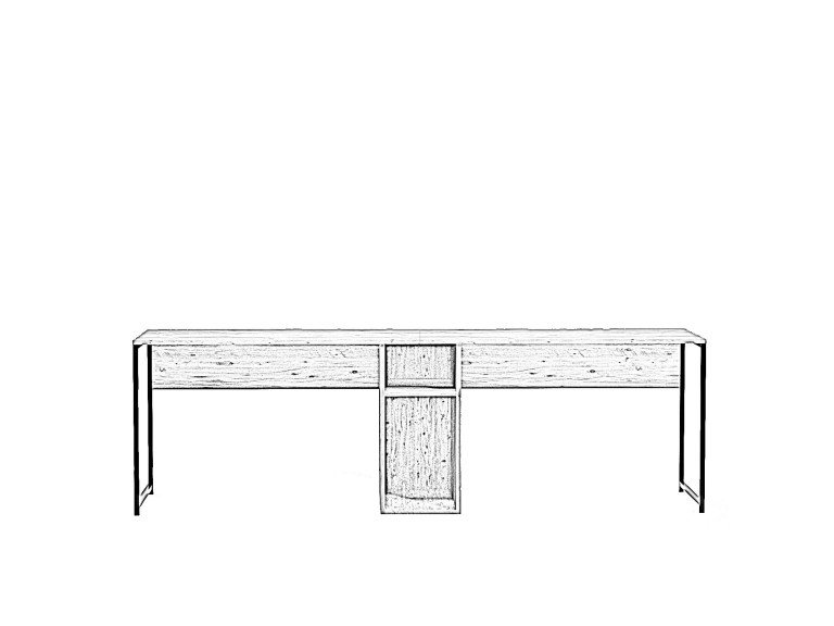 Scrivania in legno "Ikili Calisma" - 240 x 60 x 74 cm - Pino Atlantico nero