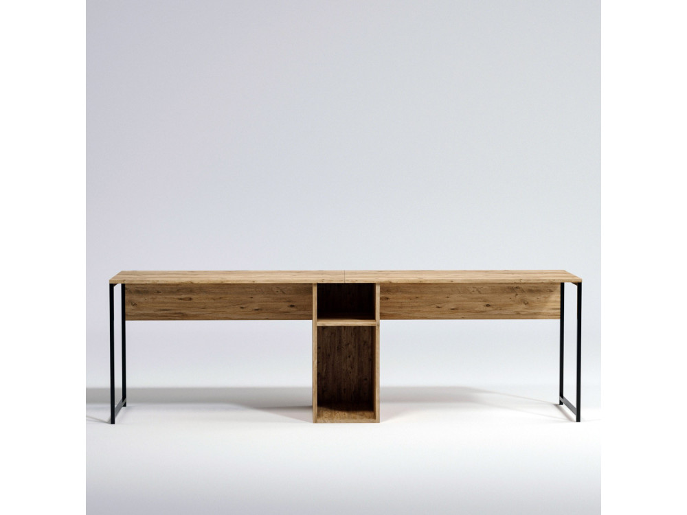 Scrivania in legno "Ikili Calisma" - 240 x 60 x 74 cm - Pino Atlantico nero