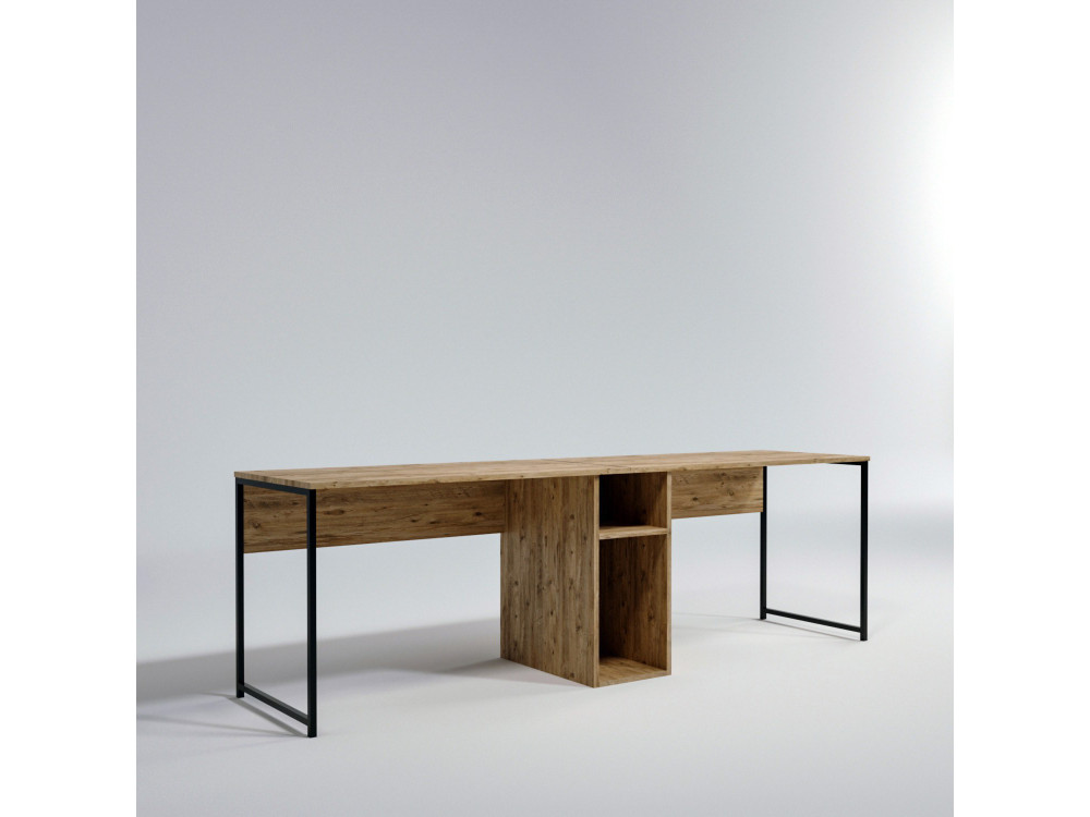 Scrivania in legno "Ikili Calisma" - 240 x 60 x 74 cm - Pino Atlantico nero