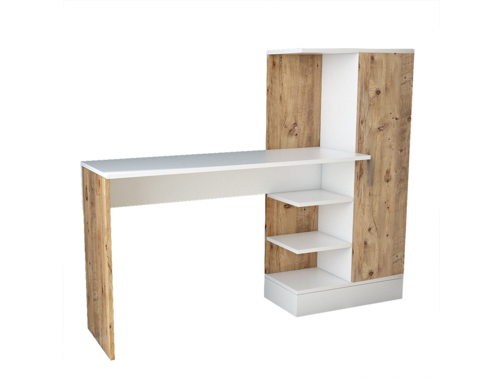 Scrivania in legno "CT2" - 152 x 40 x 120 cm - Pino atlantico bianco