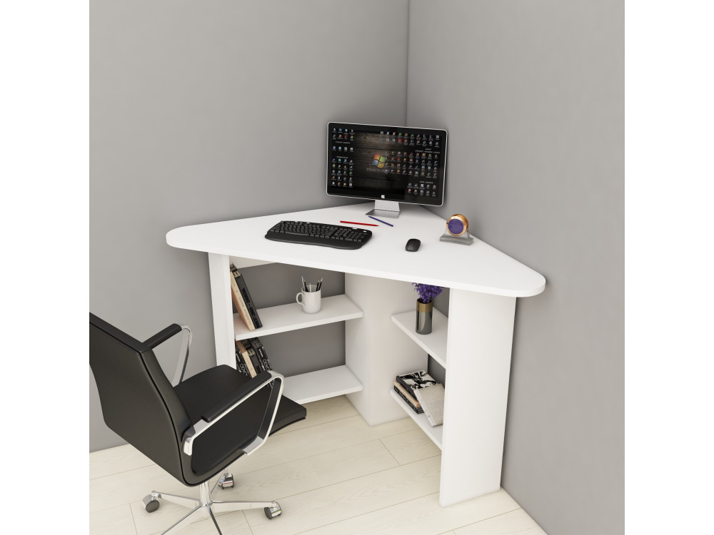 Scrivania "Corner" in legno - 80 x 80 x 73 cm - Bianco