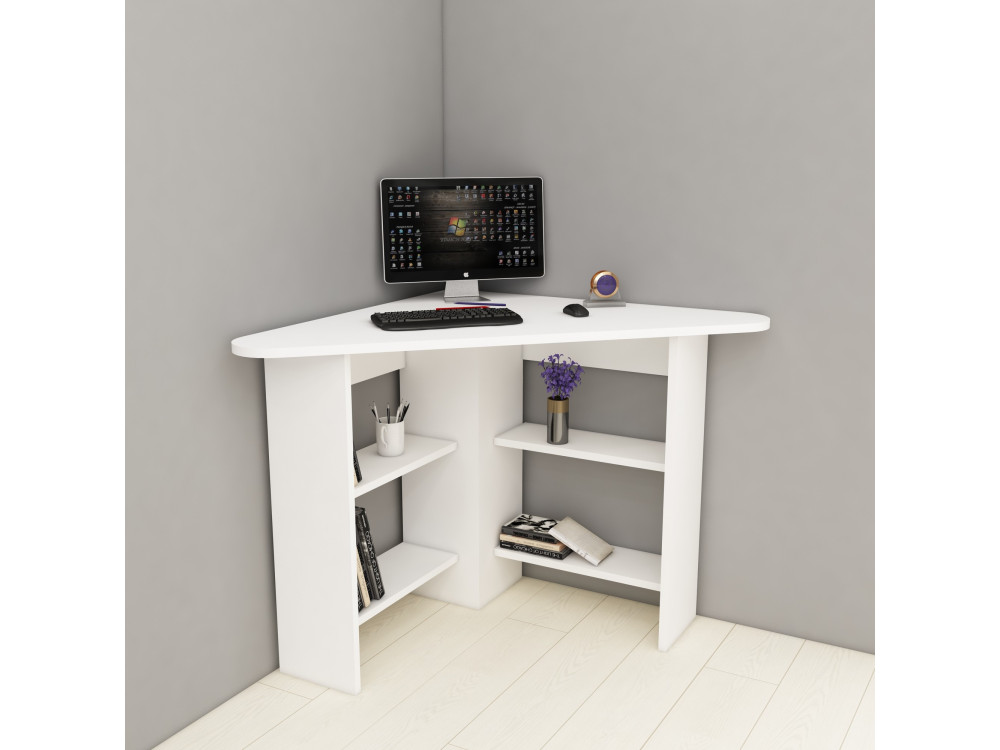 Scrivania "Corner" in legno - 80 x 80 x 73 cm - Bianco