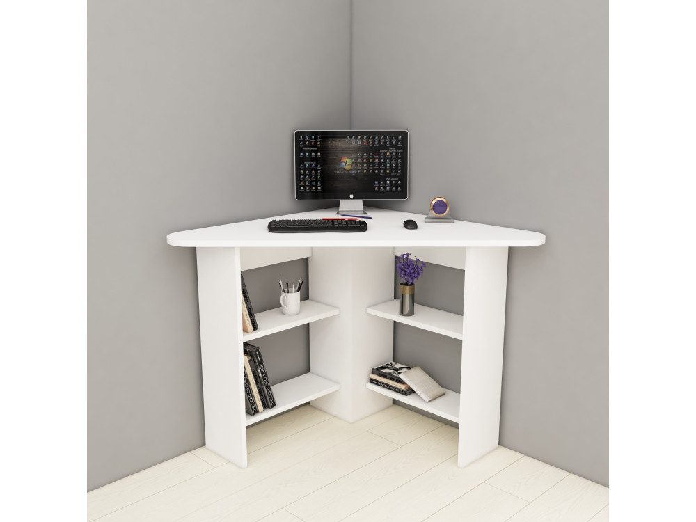 Scrivania "Corner" in legno - 80 x 80 x 73 cm - Bianco