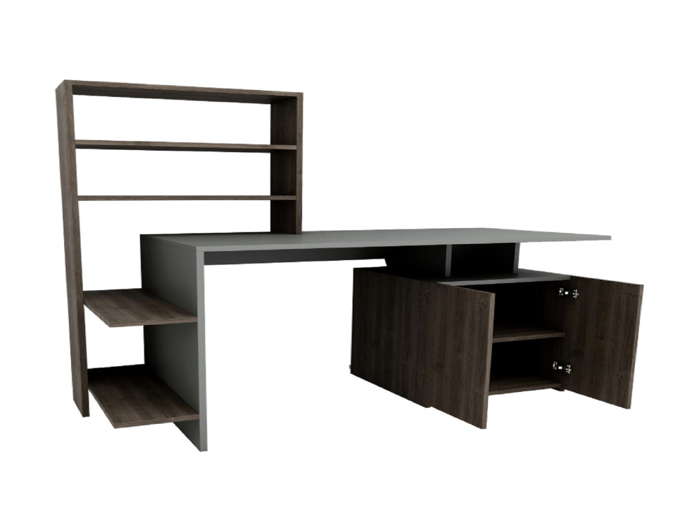 Scrivania in legno "Melis" - 146 x 60 x 128 cm - Noce antracite