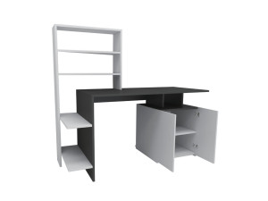 Scrivania in legno "Melis" - 146 x 60 x 128 cm - Bianco antracite