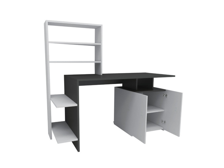 Scrivania in legno "Melis" - 146 x 60 x 128 cm - Bianco antracite