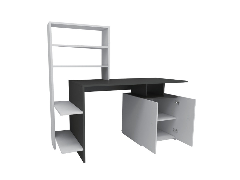 Scrivania in legno "Melis" - 146 x 60 x 128 cm - Bianco antracite