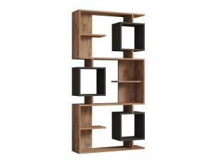 Libreria in legno "Icardi" - 90 x 24 x 171 cm - Pino atlantico antracite