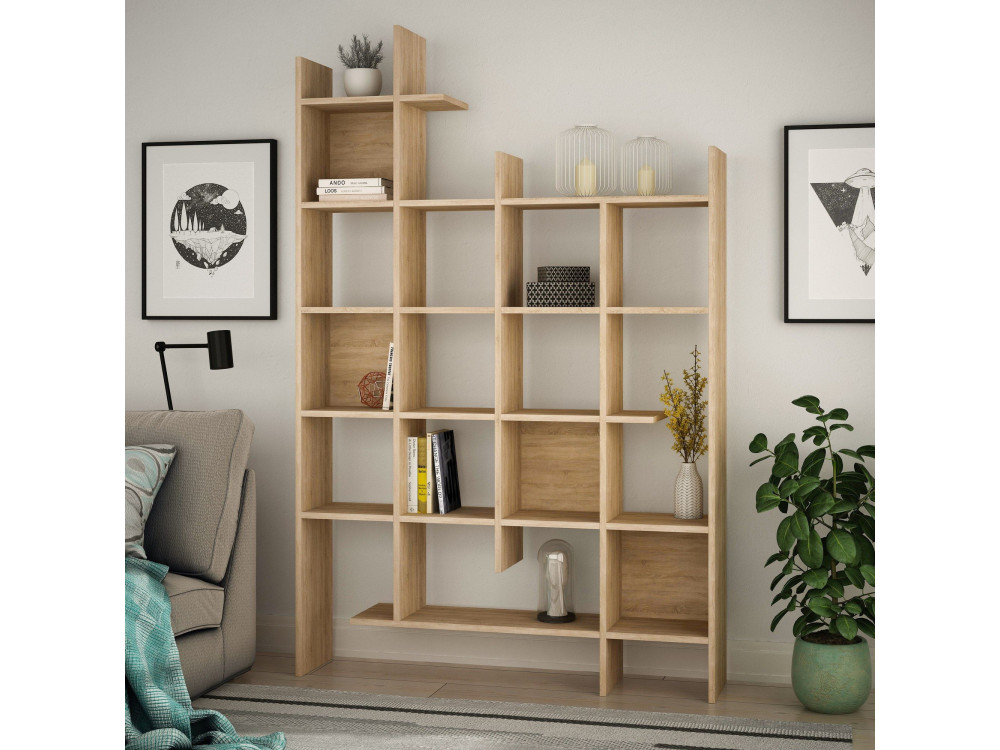 Libreria in legno "Manco" - 122 x 25 x 188 cm - Rovere