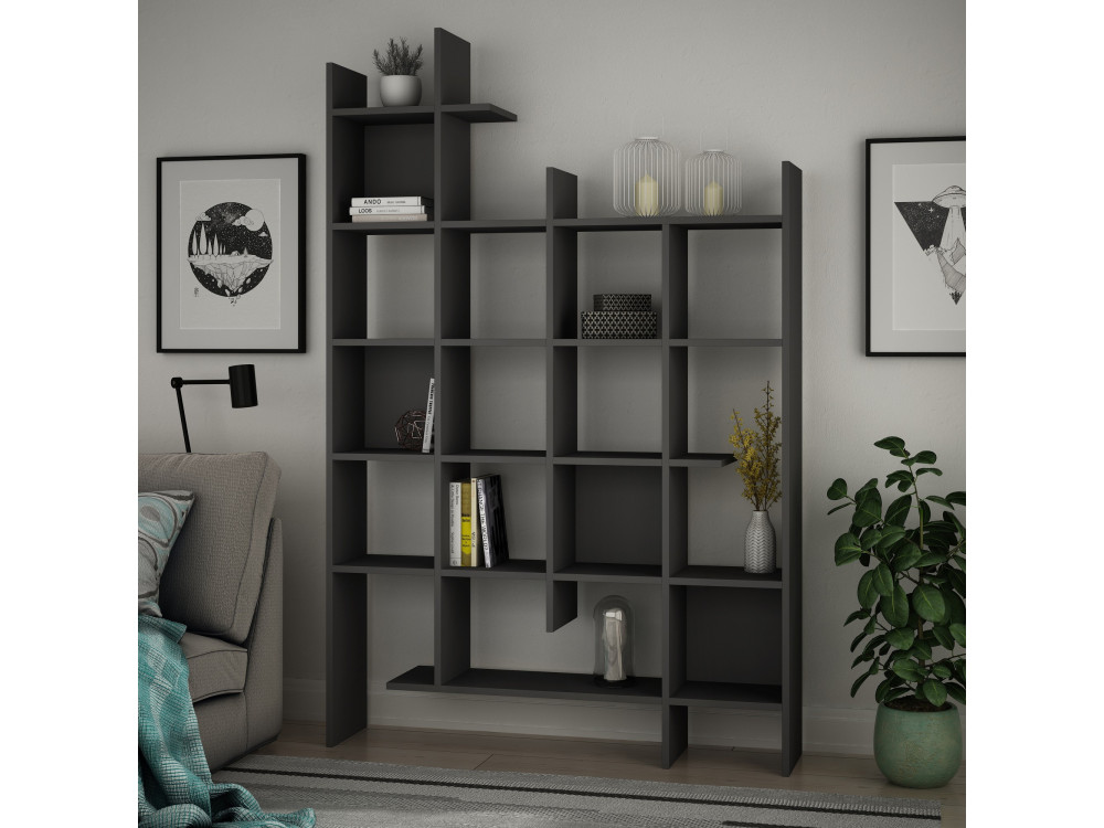 Libreria in legno "Manco" - 122 x 25 x 188 cm - Antracite
