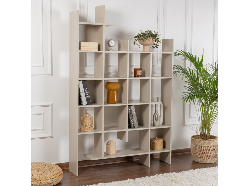 Libreria in legno "Manco" - 122 x 25 x 188 cm - Pietra arenaria