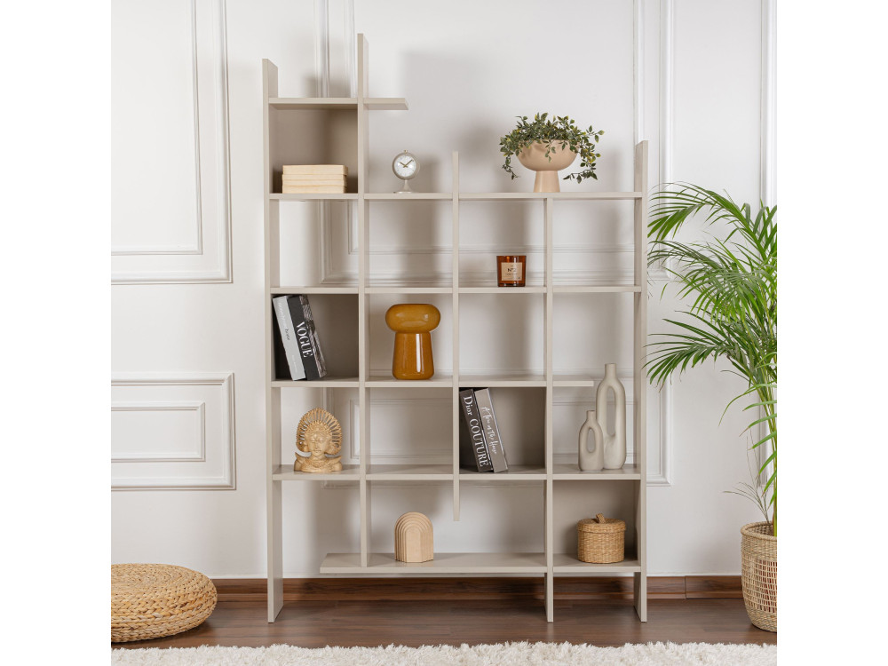 Libreria in legno "Manco" - 122 x 25 x 188 cm - Pietra arenaria