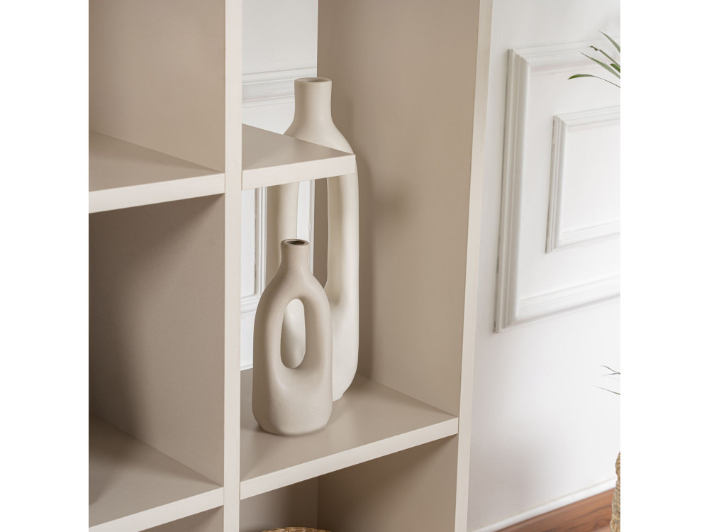 Libreria in legno "Manco" - 122 x 25 x 188 cm - Pietra arenaria