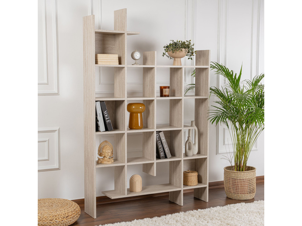Libreria in legno "Manco" - 122 x 25 x 188 cm - Travertino