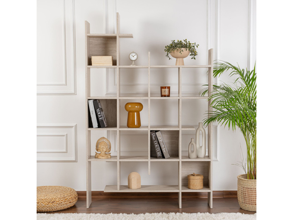 Libreria in legno "Manco" - 122 x 25 x 188 cm - Travertino