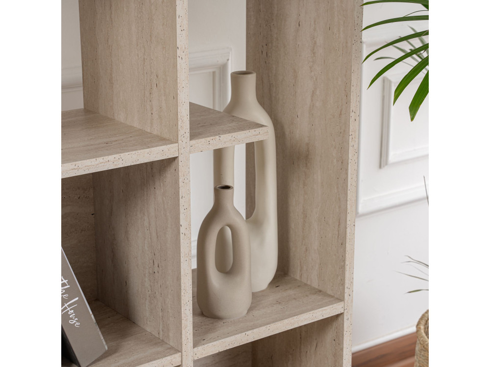 Libreria in legno "Manco" - 122 x 25 x 188 cm - Travertino