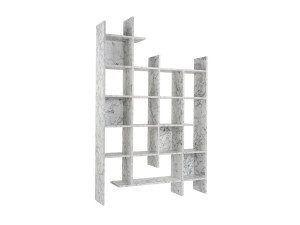 Libreria in legno "Manco" - 122 x 25 x 188 cm - Bianco marmorizzato