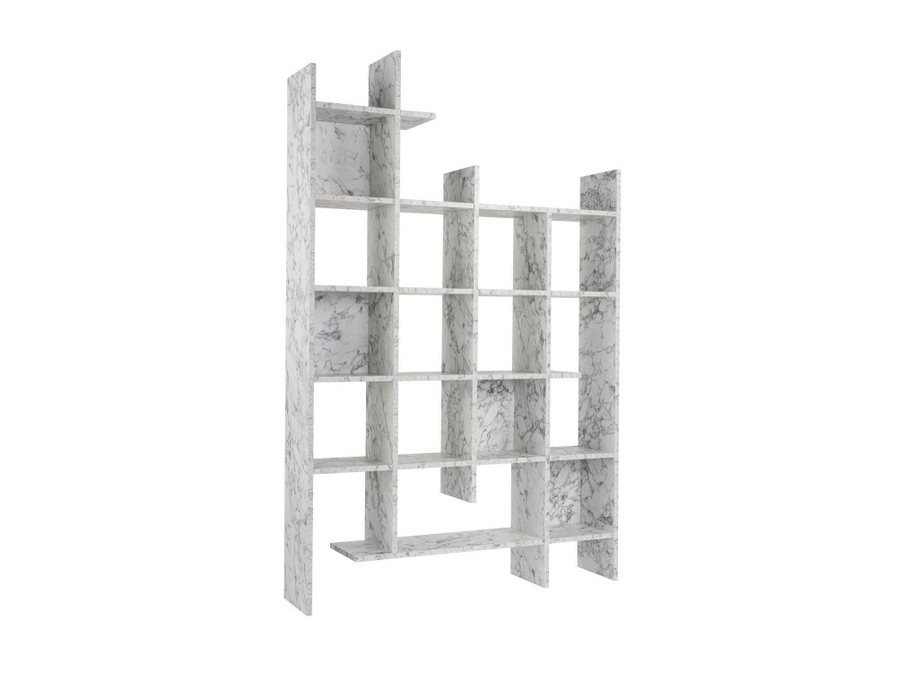 Libreria in legno "Manco" - 122 x 25 x 188 cm - Bianco marmorizzato