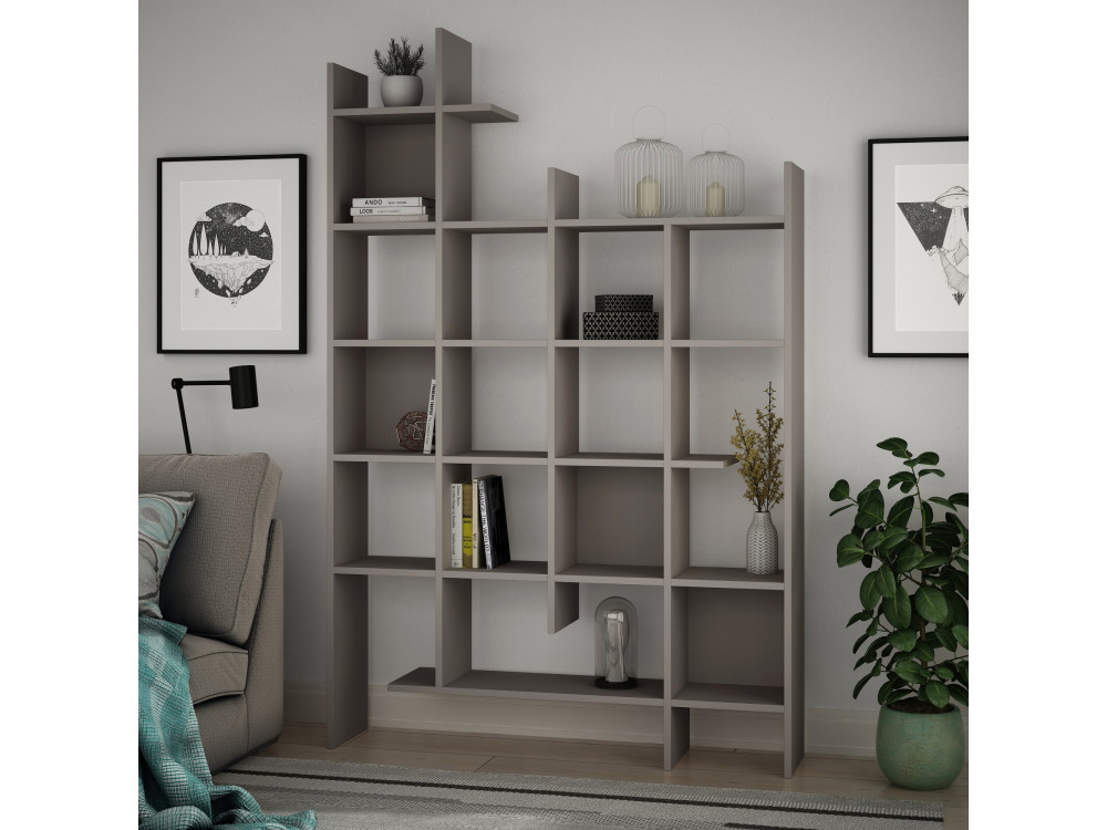 Libreria in legno "Manco" - 122 x 25 x 188 cm - Marrone moka chiaro