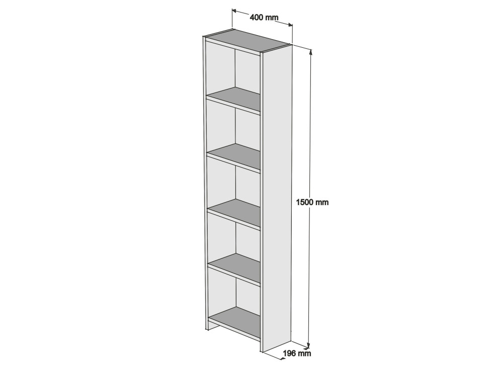 Libreria in legno "Barkin" - 40 x 19 x 150 cm - Bianco