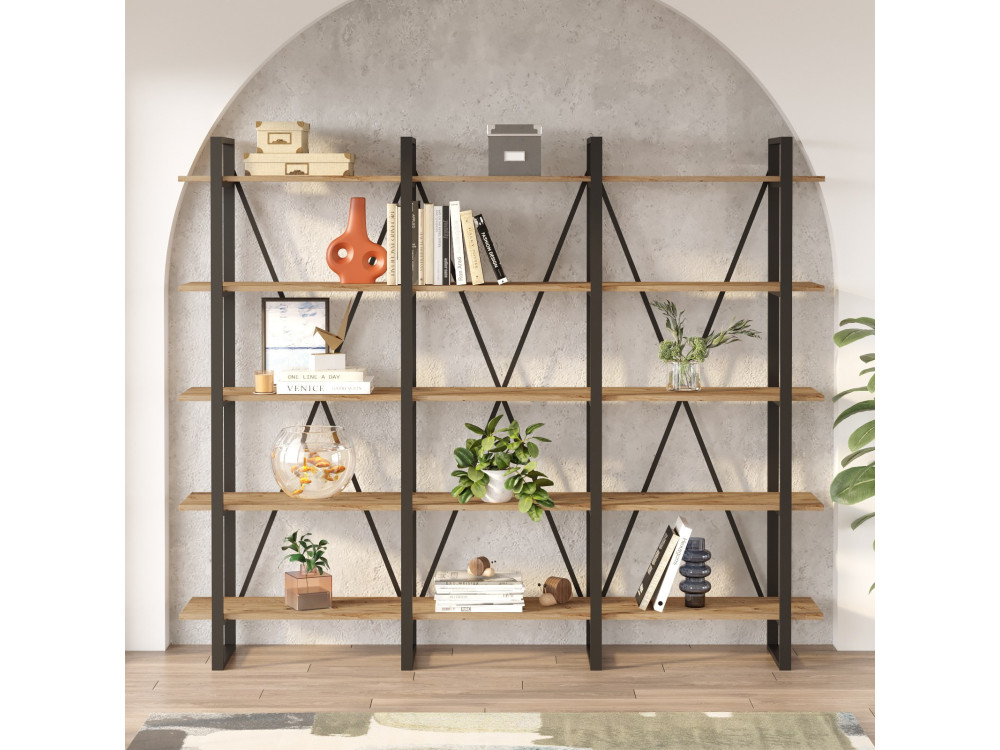 Libreria in legno "ML4" - 219 x 34 x 180 cm - Pino atlantico