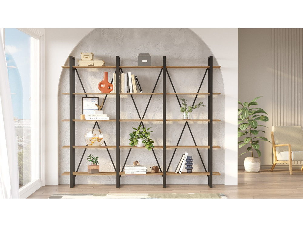 Libreria in legno "ML4" - 219 x 34 x 180 cm - Pino atlantico