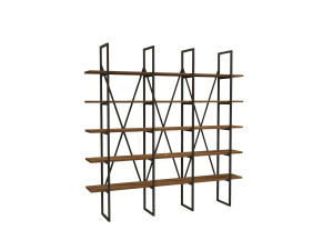 Libreria in legno "Beylerbeyi" - 160 x 26 x 160 cm - Noce canaletto
