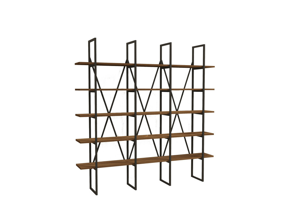 Libreria in legno "Beylerbeyi" - 160 x 26 x 160 cm - Noce canaletto