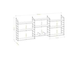 Libreria in legno "Laba" - 216 x 20 x 85 cm - Rovere