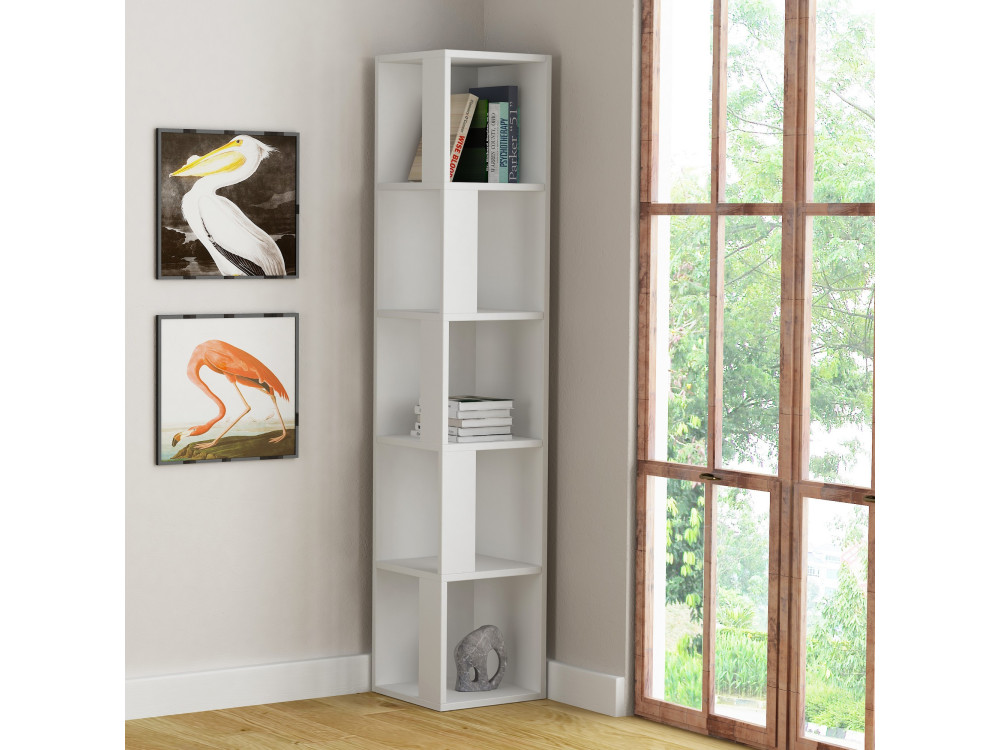 Libreria in legno "Piano" - 34 x 34 x 161 cm - Bianco