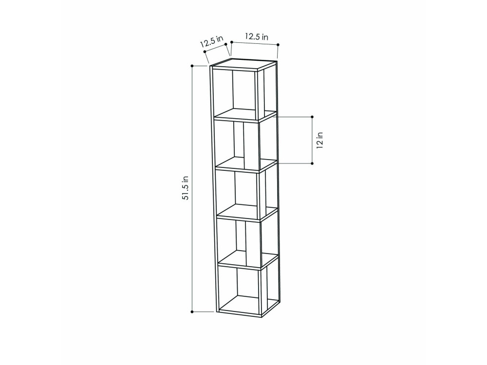 Libreria in legno "Piano" - 34 x 34 x 161 cm - Bianco