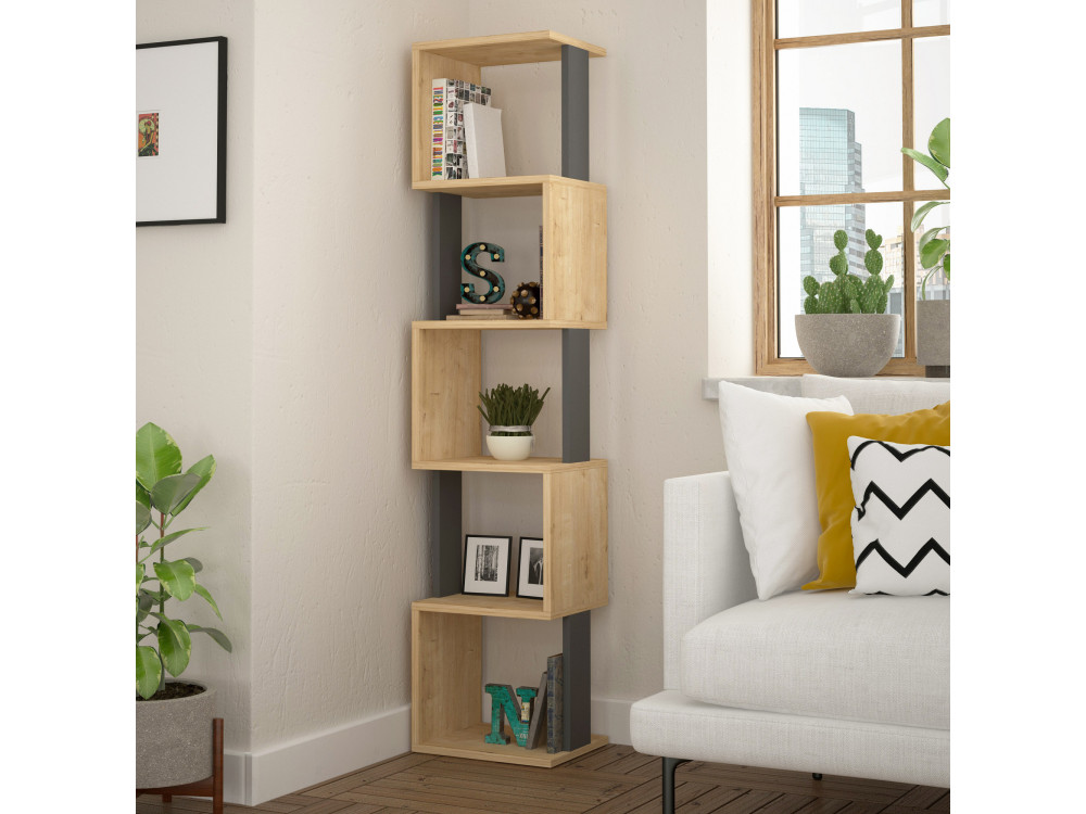 Libreria in legno "Piri" - 35 x 30 x 161 cm - Rovere Sonoma Antracite