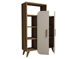 Mobile in legno con ripiano "Form" - 90 x 32 x 132 cm - Noce Crema