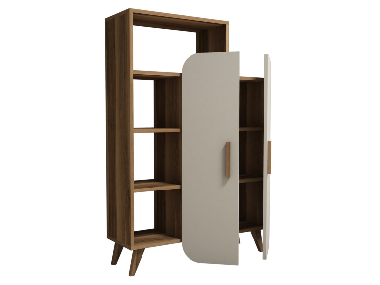Mobile in legno con ripiano "Form" - 90 x 32 x 132 cm - Noce Crema