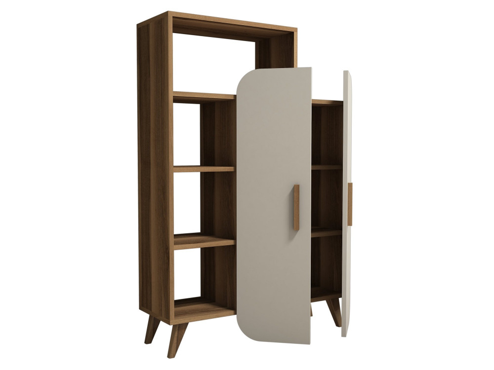 Mobile in legno con ripiano "Form" - 90 x 32 x 132 cm - Noce Crema