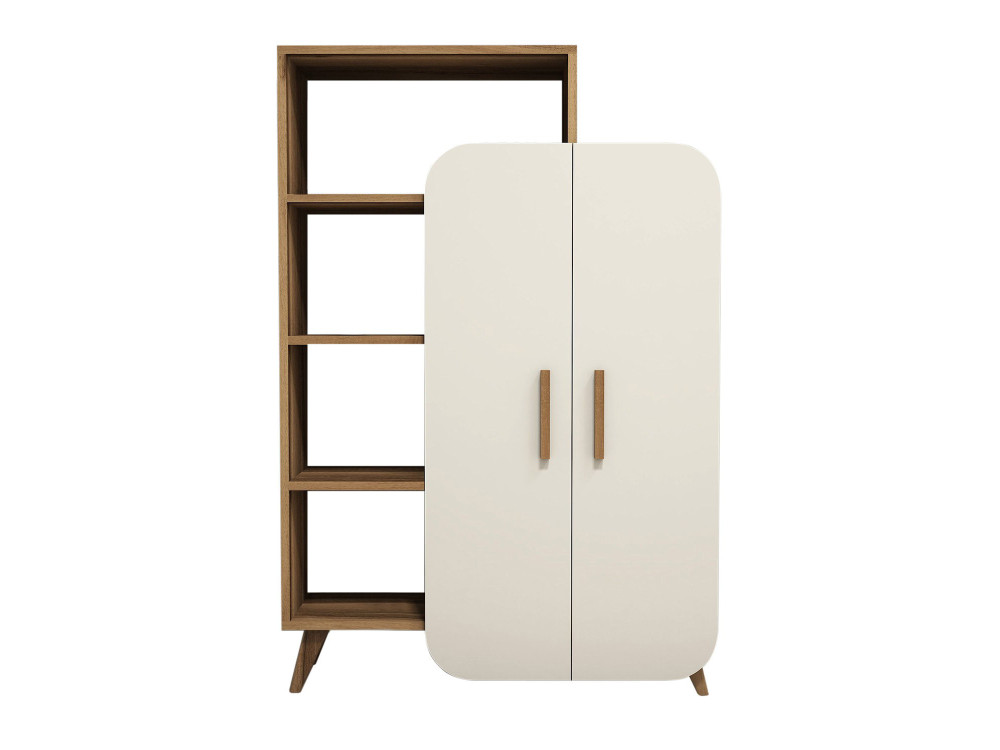 Mobile in legno con ripiano "Form" - 90 x 32 x 132 cm - Noce Crema