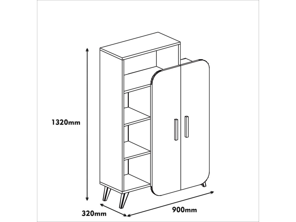 Mobile in legno con ripiano "Form" - 90 x 32 x 132 cm - Noce Crema