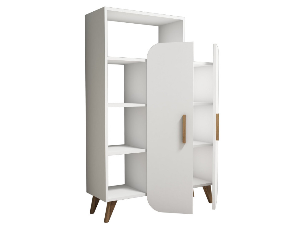 Mobiletto in legno con ripiano "Form" - 90 x 32 x 132 cm - Bianco