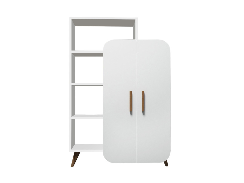 Mobiletto in legno con ripiano "Form" - 90 x 32 x 132 cm - Bianco