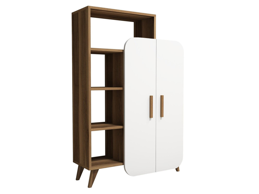 Libreria in legno "Form" 90 x 32 x 132 cm - Noce