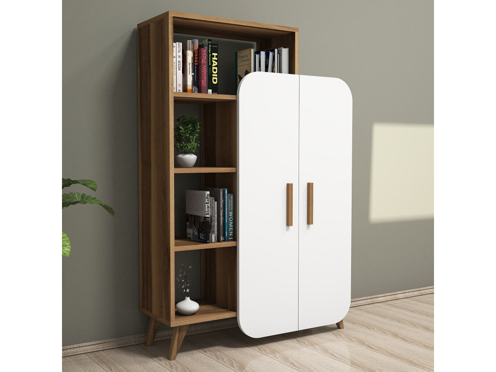 Libreria in legno "Form" 90 x 32 x 132 cm - Noce