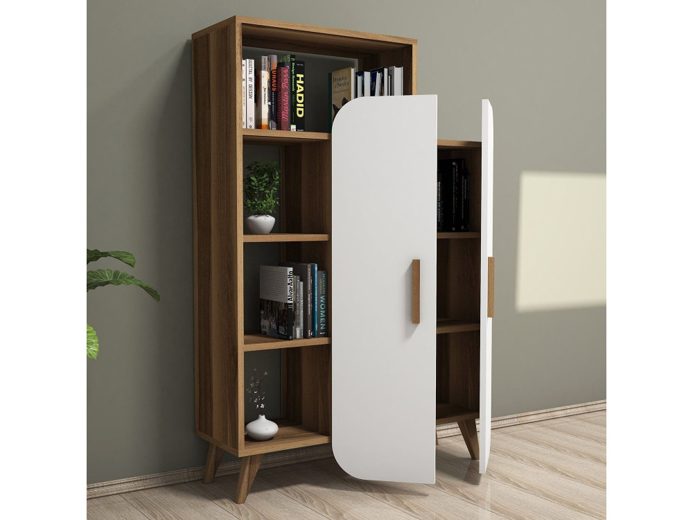 Libreria in legno "Form" 90 x 32 x 132 cm - Noce