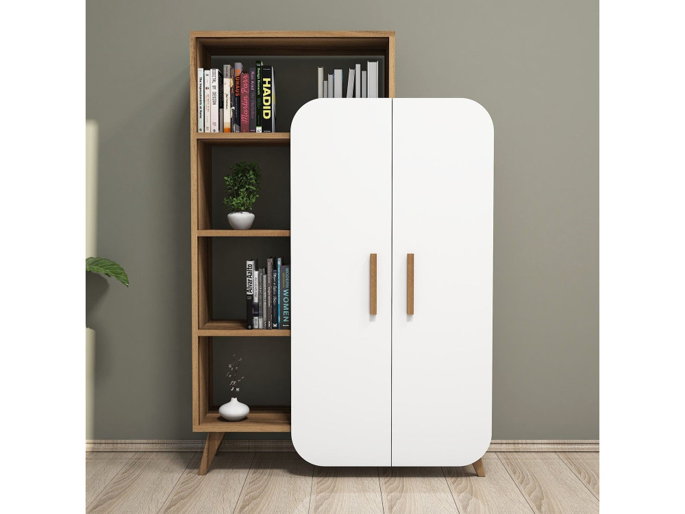 Libreria in legno "Form" 90 x 32 x 132 cm - Noce
